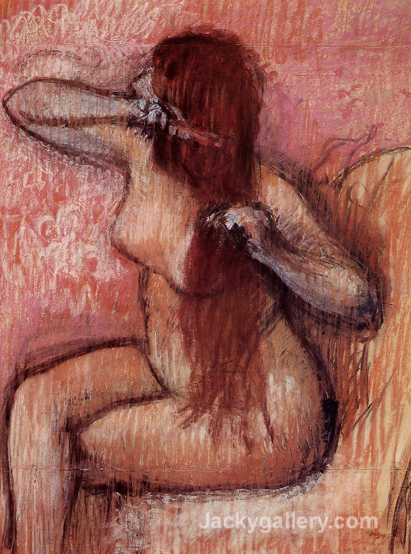 Seated Nude Combing Her Hair by Edgar Degas paintings reproduction